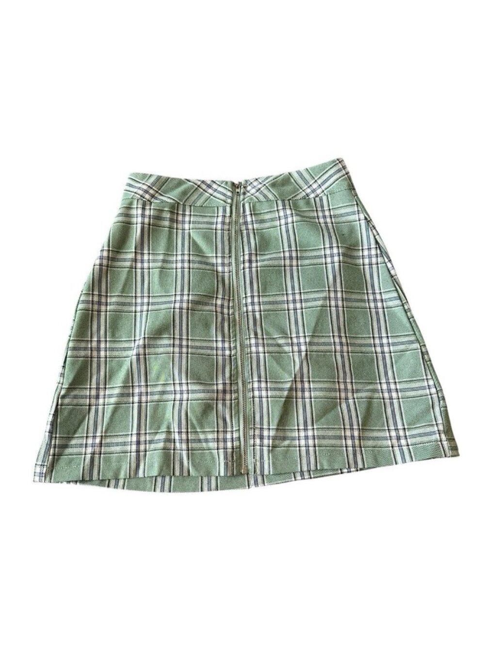 Y2K Princess Polly Green Plaid Mini Skirt 0‎ Front Zipper Streetwear 90s Indie